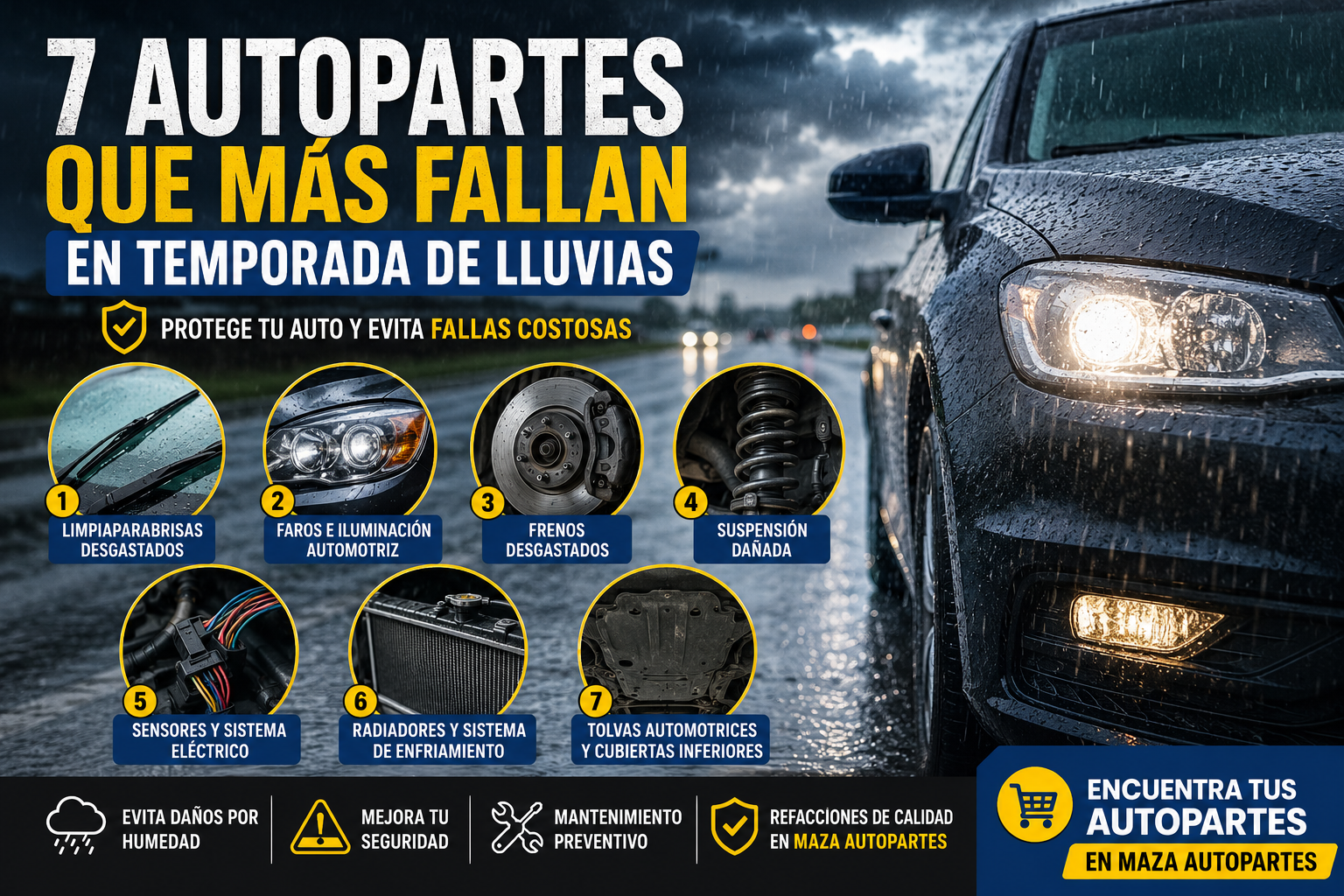 Autopartes que fallan con lluvia | Señales y soluciones